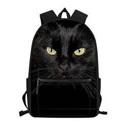 HELLHERO Kinder Rucksäcke für Jungen Mädchen Schultasche Vorschule Grundausstattung Büchertasche, schwarze katze, Medium von HELLHERO