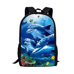HELLHERO Kinder-Rucksäcke für Mädchen und Jungen, Schultaschen, Vorschul-Büchertasche, Delfin, Medium von HELLHERO