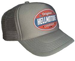 HELLMOTORS Company Trucker Cap Grau Old School Kappe V8 Biker Hotrod Mütze Base von HELLMOTORS