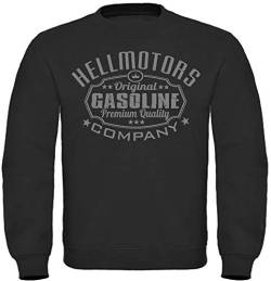 HELLMOTORS Gasoline Sweatshirt Oldschool Herren Pullover schwarz (Grau, XL) von HELLMOTORS