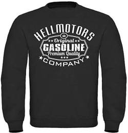 HELLMOTORS Gasoline Sweatshirt Oldschool Herren Pullover schwarz (Weiß, XL) von HELLMOTORS
