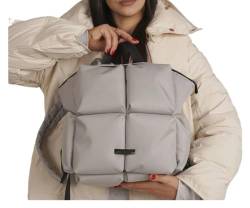 HELVES A Modedesigner-Damenrucksack, Winter-gesteppte Umhängetaschen for Frauen, mit Daunen gepolsterte Handtaschen, große Reisetasche, Unisex E (Farbe : Grau, Size : 30x30cm) von HELVES