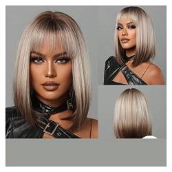 Kurze gerade synthetische Perücken for Frauen Blonde bis braune Ombré-Bob-Perücken mit Tägliche Party Hitzebeständiges Kunsthaar (Farbe : Wig-LC2004-1) von HELVES