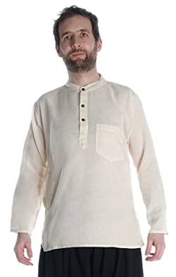 Fischerhemd Natur beige Baumwoll-Hemden Kurta Hemd S von HEMAD