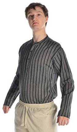 HEMAD Fischerhemd Baumwoll-Hemden Kurta Hemd schwarz-weiß XXL von HEMAD