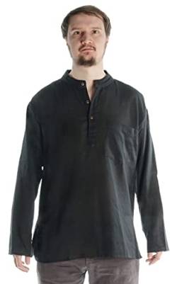 HEMAD Herren Hemd Fischerhemd Reine Baumwolle XL schwarz von HEMAD