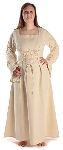 HEMAD Mittelalter Kleid Amurfina aus Baumwolle Beige Small Gewandung LARP von HEMAD
