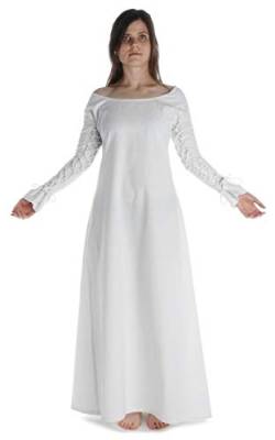 HEMAD Mittelalter Kleid Hildegune aus Baumwolle Weiß S/M Gewandung LARP von HEMAD