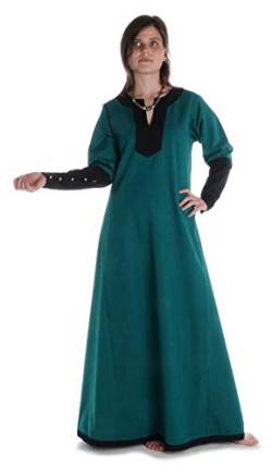 HEMAD Mittelalter Kleid Skalmöld aus Baumwolle Grün-Schwarz S/M Gewandung LARP von HEMAD