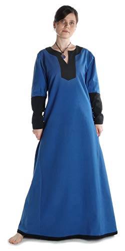 HEMAD Mittelalter Kleid Skalmöld aus Baumwolle Königsblau-Schwarz L/XL Gewandung LARP von HEMAD