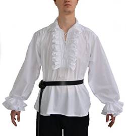 HEMAD Rüschenhemd Piraten-Hemd Baumwolle weiß XXXL von HEMAD