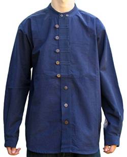 HEMAD Trachtenhemd Ache S-XXXL - Baumwoll-Hemd mit Leinenstruktur, Blau, 3XL von HEMAD