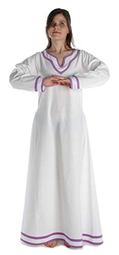 HEMAD Wikinger Kleid Hildr aus Baumwolle Weiß-Violett L/XL Gewandung LARP von HEMAD