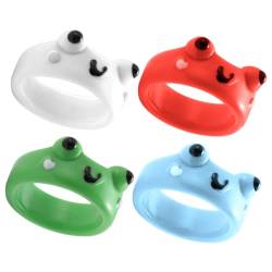 HEMOTON 4 Stück schöne Cartoon-Froschringe aura lichtring thering haloowen ringfit Damenringe Harzschmuck Persönlichkeitsringe Partybevorzugung Mode Zubehör Geschenk gemeinsamer Ring Kind von HEMOTON