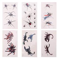 Hemoton 18 Blätter Halloween Spinne Skorpion Temporäre Tattoo 3D Skorpion Tattoo Aufkleber Horror Seltsame Körper Aufkleber Decals für Frauen Männer Niedriger Zurück Schulter Hals Arm von HEMOTON