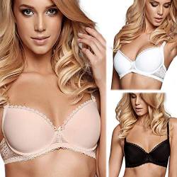 HENDERSON Kassidy Push Up Bra BH Bügel Dessous Regulierbar beige schwarz weiß (B, weiß, 75) von HENDERSON