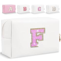 Make-up-Tasche mit Glitzer-Initialbuchstaben, kleine personalisierte Pailletten-Buchstaben, PU-Leder, Kosmetiktasche, tragbar, wasserdicht, Make-up-Reißverschlusstasche, glänzend, Handtasche, von HENGNI