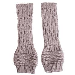 HENGSONG Damen Mädche Winter Fingerlose Armstulpen Stricken Pulswärmer Lange Elastische Halbfinger Handschuhe Fingerlose Handwärmer Sporthandschuhe (hellgrau) von HENGSONG