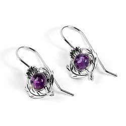 Schottische Distel Ohrringe in Sterling Silber Amethyst, Lila Ohrringe, Distel Ohrringe, Februar Geburtsstein Amethyst Geschenk Schmuck, Februar Geburtsstein Ohrringe, Lavendel Ohrringe, Silber von HENRYKA