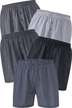 HENSON&HENSON 5er Pack Boxershorts, Bequeme Herren Unterwäsche im Set, mit Gummizugbund & weitem Schnitt, Unterhosen aus atmungsaktiver Baumwolle für Männer, Gr. S - XXXL von HENSON&HENSON