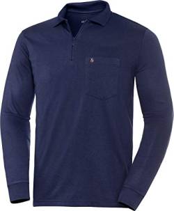 Henson & Henson Herren Poloshirt Langarm in Marine mit Zipper, Langarm-Polo aus feinstem Jersey-Gewebe, klassisches Polohemd im Regular-Fit Schnitt, Gr. 48-60 von HENSON&HENSON