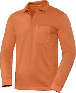 Henson & Henson Herren Poloshirt Langarm in Orange mit Zipper, Langarm-Polo aus feinstem Jersey-Gewebe, klassisches Polohemd im Regular-Fit Schnitt, Gr. 48-60 von HENSON&HENSON