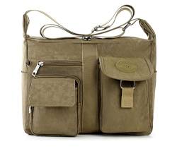 HERCMNOY Crossbody Bag Damen Schultertaschen Multi Pocket Casual Handtasche Reise Messenger Bags, khaki, Dimension:11.4 " L x9.8" H x 4.7" D von HERCMNOY