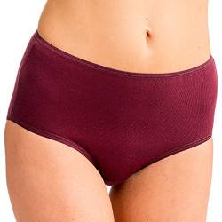 HERMKO 1150 Damen Taillenslip mit elastischen Abschlüssen aus 100% Bio-Baumwolle, Farbe:Bordeaux, Größe:44/46 (L) von HERMKO