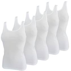 HERMKO 1310 5er Pack Damen Unterhemd aus 100% Bio-Baumwolle bis Größe 68/70, Farbe:weiß, Größe:40/42 (M) von HERMKO