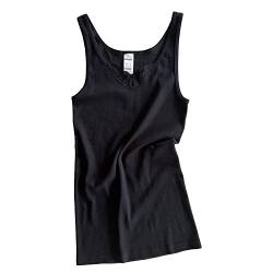 HERMKO 1440 Damen Unterhemd mit Spitze aus 100% Bio-Baumwolle, Farbe:schwarz, Größe:46 (L) von HERMKO