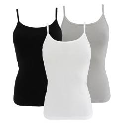 HERMKO 1560 3er Pack Damen Träger Top aus 100% Bio-Baumwolle, Farbe:Mix w/s/g, Größe:48/50 (XL) von HERMKO