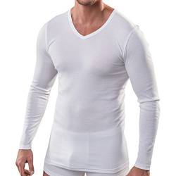 HERMKO 164680 Herren Langarm Shirt mit V-Ausschnitt aus Baumwolle/Modal, Größe:D 10 = EU 4XL, Farbe:weiß von HERMKO