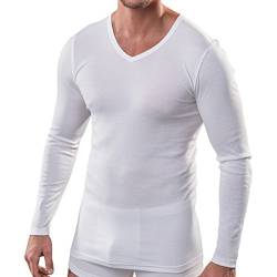 HERMKO 164680 Herren Langarm Shirt mit V-Ausschnitt aus Baumwolle/Modal, Größe:D 12 = EU 6XL, Farbe:weiß von HERMKO