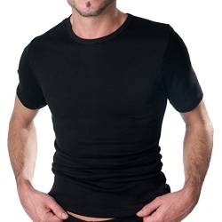 HERMKO 16800 Herren Kurzarm Shirt Unterhemd mit 1/4-Arm aus Baumwolle/Modal, Halbarm T-Shirt Zertifiziert nach Oeko-TEX® Standard 100. 06.0.41689. 06.0.41689, Größe:D 6 = EU L, Farbe:schwarz von HERMKO