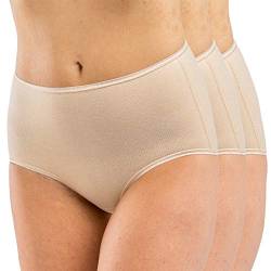 HERMKO 17011 3er Pack Damen Maxi-Slip aus Baumwolle/Modal, Farbe:Cream (hautfarben), Größe:36/38 (S) von HERMKO