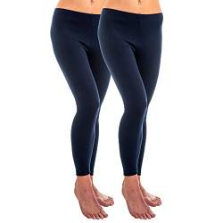 HERMKO 1720 2er Pack Damen Legging aus 100% Bio-Baumwolle, Legging, Farbe:Marine, Größe:52/54 (XXL) von HERMKO