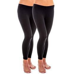 HERMKO 1720 2er Pack Damen Legging aus 100% Bio-Baumwolle, Legging, Farbe:schwarz, Größe:36/38 (S) von HERMKO
