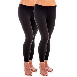 HERMKO 1720 2er Pack Damen Legging aus 100% Bio-Baumwolle, Legging, Farbe:schwarz, Größe:48/50 (XL) von HERMKO