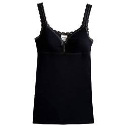 HERMKO 175803810 Damen BH-Hemd mit Spitze - Unterhemd mit integriertem Bustier, Farbe:schwarz, Größe:48 (XL) von HERMKO