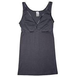 HERMKO 175803860 Damen BH-Hemd Unterhemd mit integriertem Bustier, Farbe:Graphit, Größe:52/54 (XXL) von HERMKO