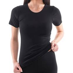 HERMKO 17800 Damen 1/2-Arm Shirt aus Baumwolle/Modal, super weich Dank Modal, Kurzarm Unterhemd nach Öko-Tex Standard 100 Zertifiziert, Farbe:schwarz, Größe:44/46 (L) von HERMKO