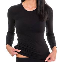 HERMKO 17830 Damen Langarm Unterhemd Woman Longsleeve Shirt Baumwolle/Modal, Farbe:schwarz, Größe:32/34 (XS) von HERMKO