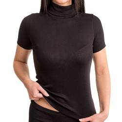 HERMKO 17855 2er Pack Damen Shirt mit Rollkragen, Farbe:schwarz, Größe:32/34 (XS) von HERMKO