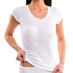 HERMKO 17880 Damen Shirt V-Ausschnitt + kurzen Ärmeln, Farbe:weiß, Größe:36/38 (S) von HERMKO