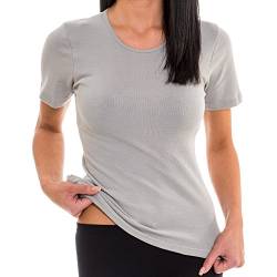 HERMKO 1800 3er Pack Damen Kurzarm Unterhemd aus 100% Bio-Baumwolle, Farbe:grau, Größe:36/38 (S) von HERMKO