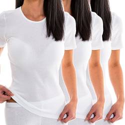 HERMKO 1800 3er Pack Damen Kurzarm Unterhemd aus 100% Bio-Baumwolle, Farbe:weiß, Größe:36/38 (S) von HERMKO