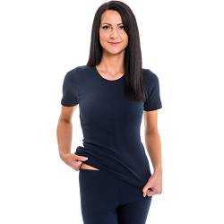 HERMKO 1800 Damen Kurzarm Shirt mit Rundhals-Ausschnitt aus 100% Bio-Baumwolle, Farbe:Marine, Größe:36/38 (S) von HERMKO
