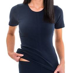 HERMKO 1800 Damen Kurzarm Shirt mit Rundhals-Ausschnitt aus 100% Bio-Baumwolle, Farbe:Marine, Größe:44/46 (L) von HERMKO