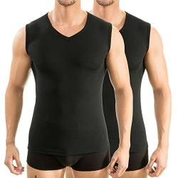 HERMKO 2 x 63050 Herren Athletic Vest by Exclusiv Funktionsunterhemd Muskelshirt mit V-Neck, Größe:D 12 = EU 6XL, Farbe:schwarz von HERMKO