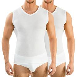HERMKO 2 x 63050 Herren Athletic Vest by Exclusiv Funktionsunterhemd Muskelshirt mit V-Neck, Größe:D 12 = EU 6XL, Farbe:weiß von HERMKO